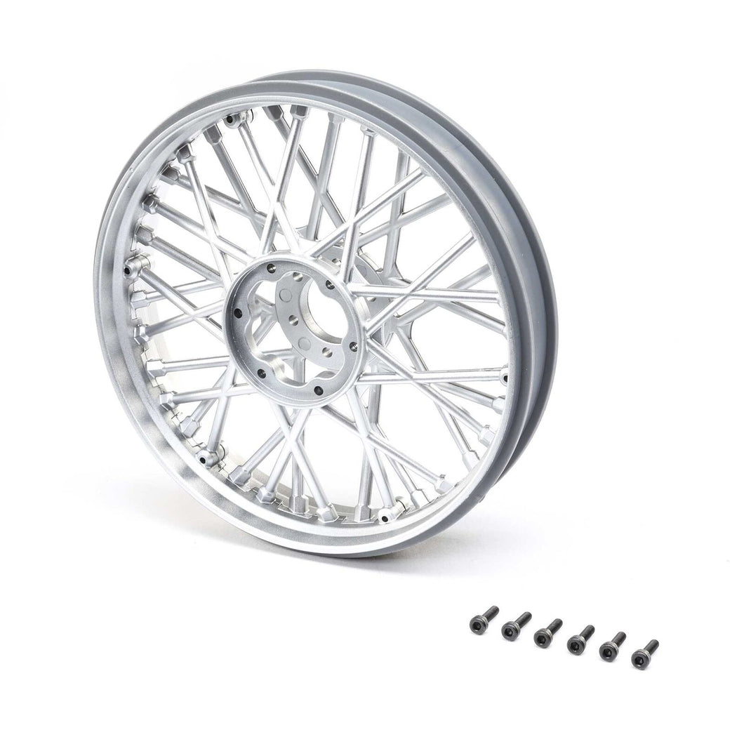 Losi Front Wheel Set, Satin Chrome: Promoto-MX