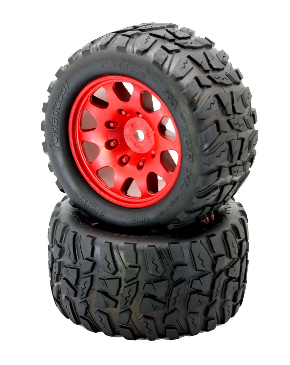 Raptor XL Belted Tires / Viper Wheels (2) Traxxas X-Maxx 8S-Red