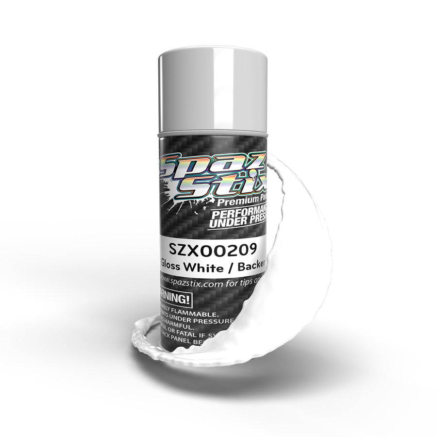 Spaz Stix Solid White/Backer, Aerosol Paint, 3.5oz Can