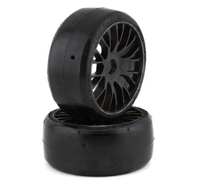 GRP GT - TO4 Slick Belted Pre-Mounted 1/8 Buggy Tires (Black) (2) (XM7) w/FLEX Wheel-XM7