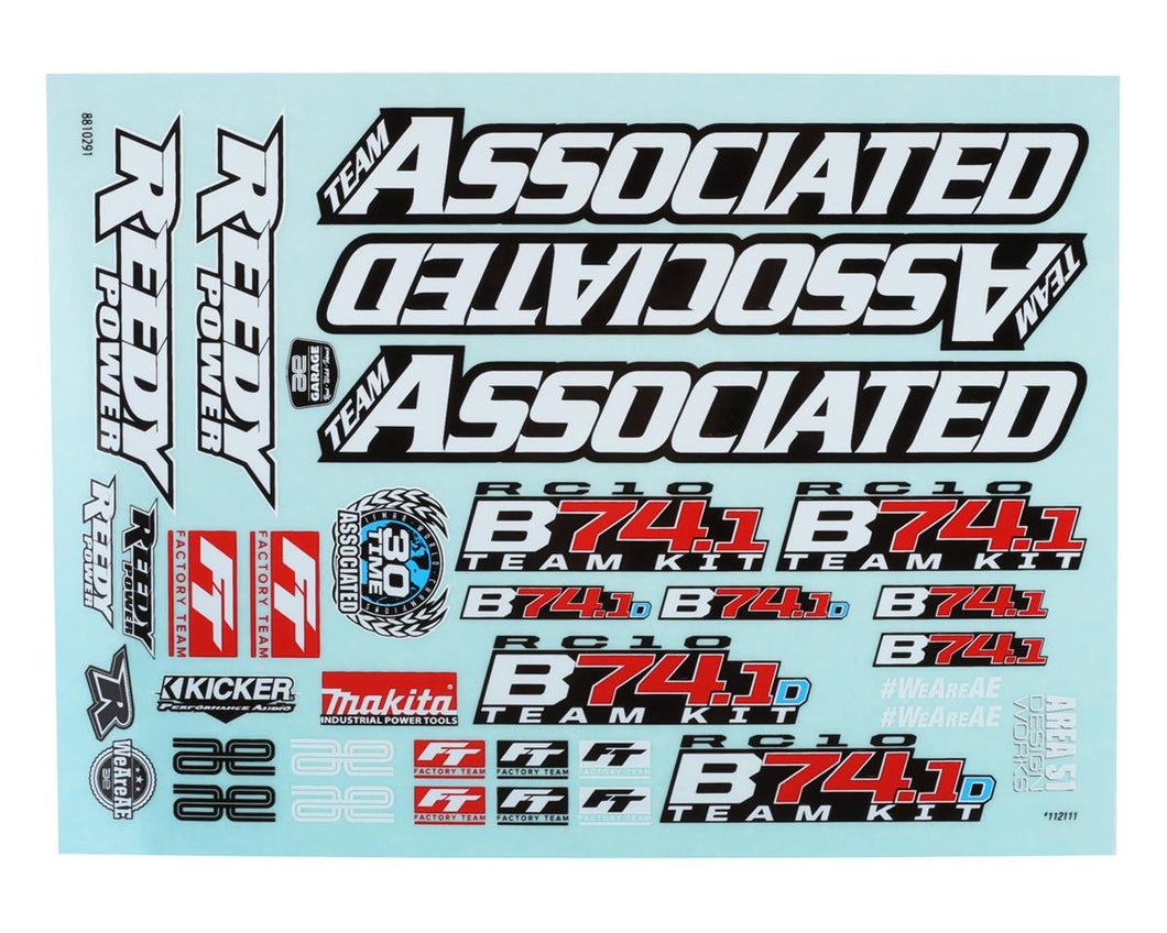 Team Associated RC10 B74.1/B74.1D Decal Sheet