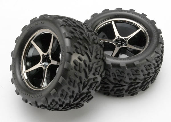 Traxxas Pre-Mounted Talon Tires w/Gemini Wheels (Black Chrome) (2)